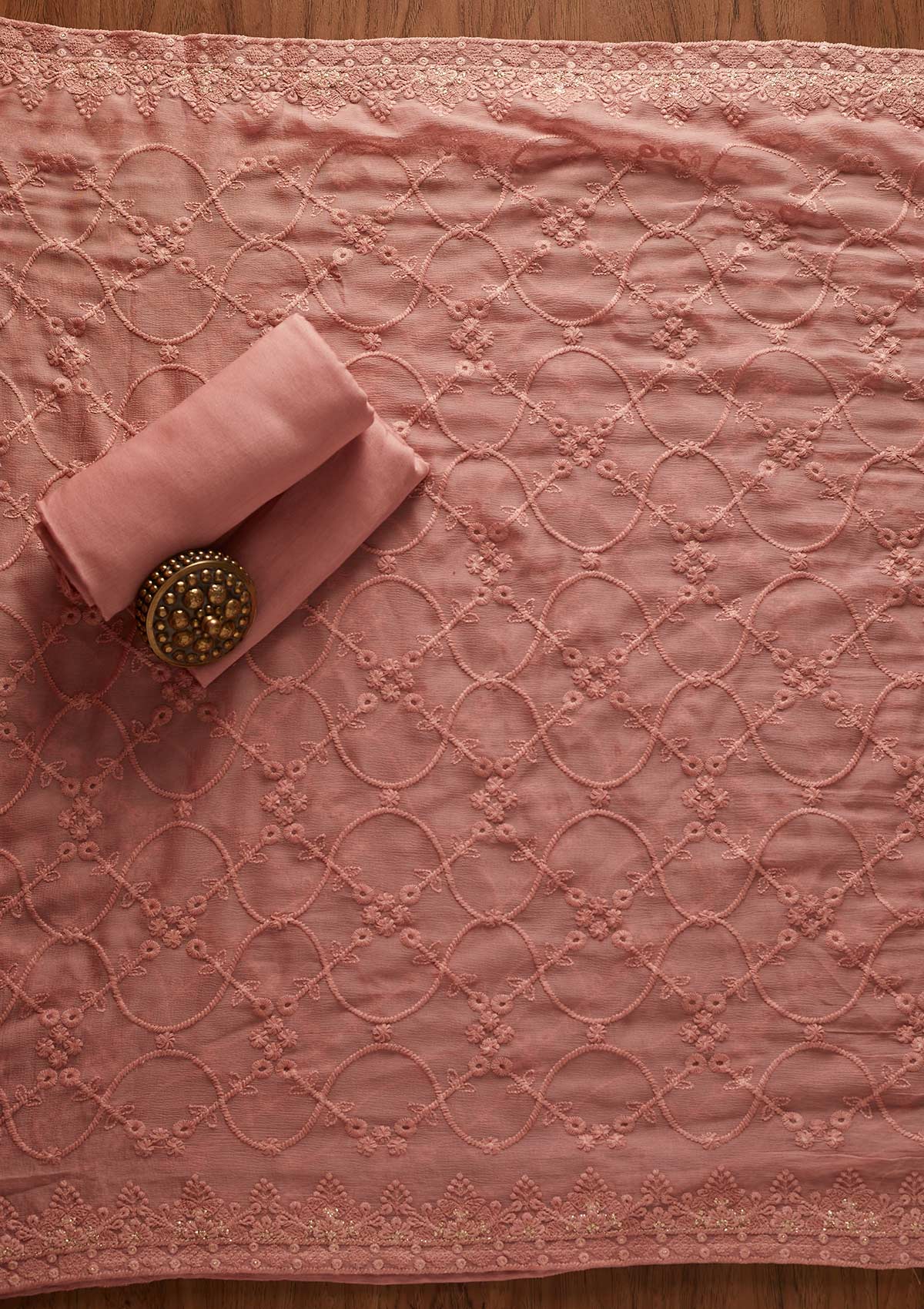 Onion Pink Stonework Georgette Designer Unstitched Salwar Suit - koskii