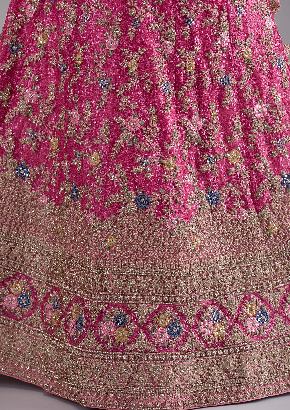 Onion Pink Stonework Net Semi Stitched Lehenga-Koskii