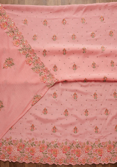 Onion Pink Swarovski Georgette Unstitched Salwar Suit-Koskii