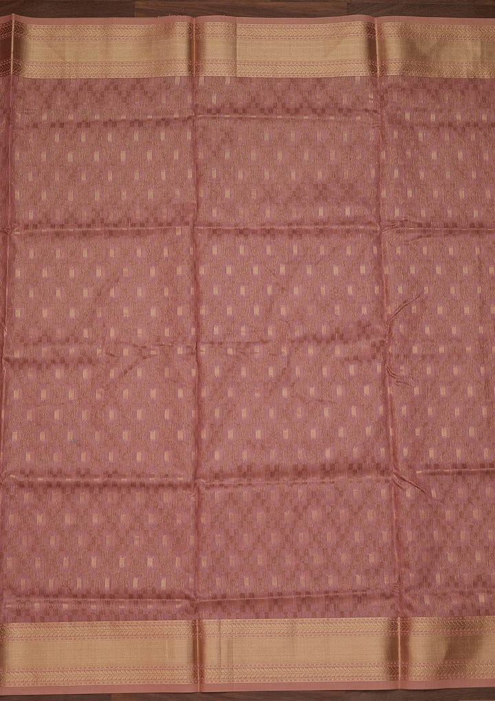 Onion Pink Zariwork Art Silk Designer Saree - Koskii