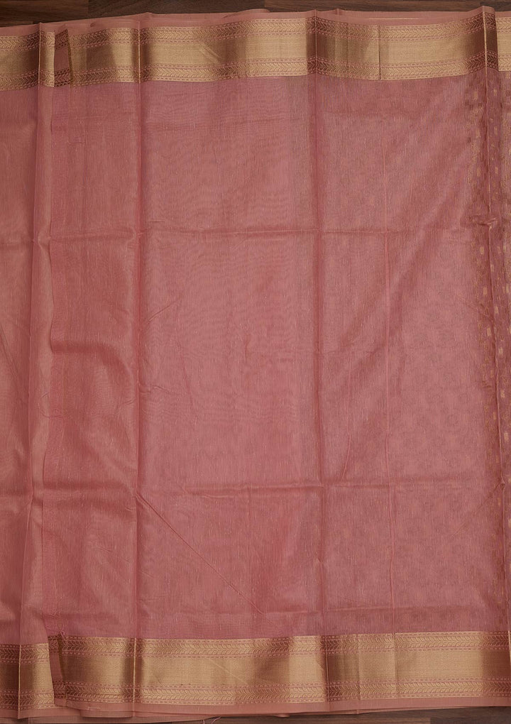 Onion Pink Zariwork Art Silk Designer Saree - Koskii