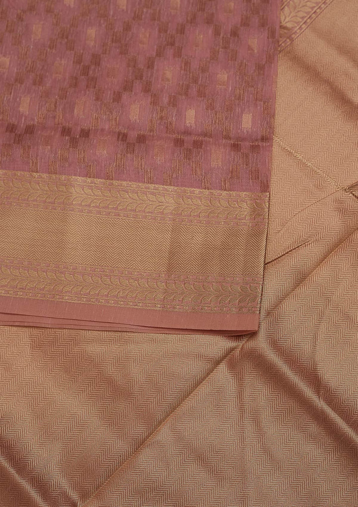 Onion Pink Zariwork Art Silk Designer Saree - Koskii