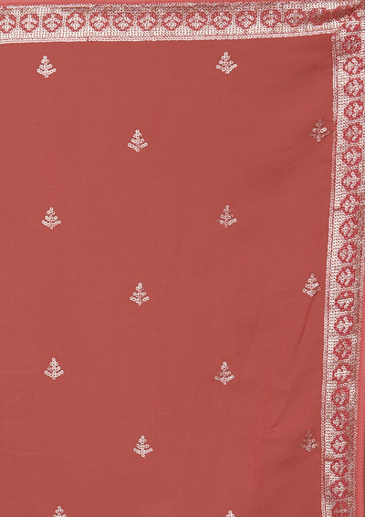 Onion Pink Zariwork Georgette Designer Anarkali Suit-Koskii