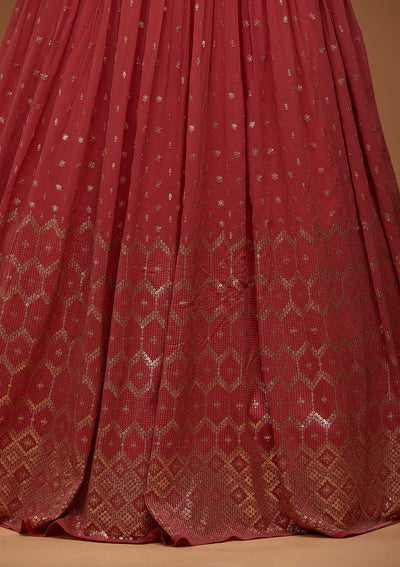 Onion Pink Zariwork Georgette Designer Anarkali Suit-Koskii