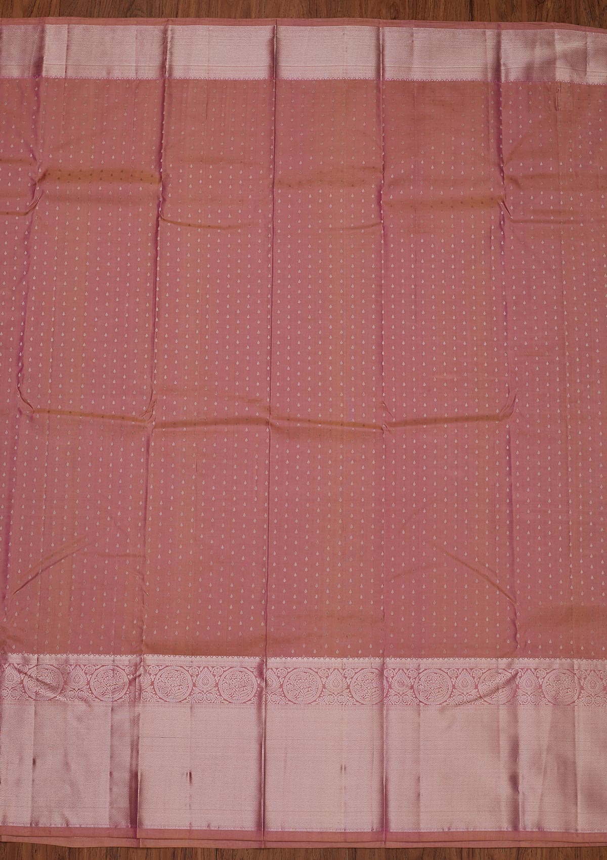 Onion Pink Zariwork Pure Silk Designer Unstitched Saree - Koskii