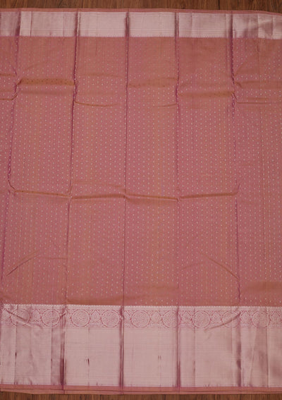 Onion Pink Zariwork Pure Silk Designer Unstitched Saree - Koskii