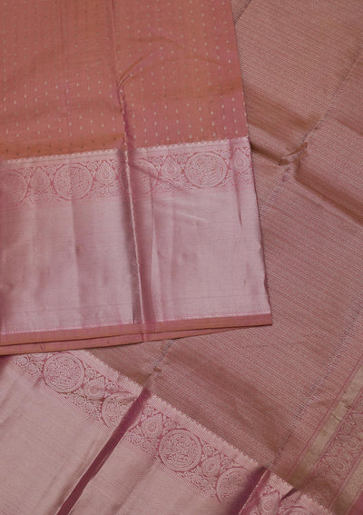 Onion Pink Zariwork Pure Silk Designer Unstitched Saree - Koskii