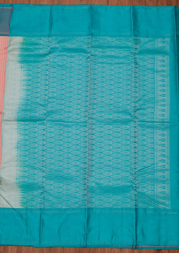 Onion Pink Zariwork Pure Silk Designer Unstitched Saree - Koskii