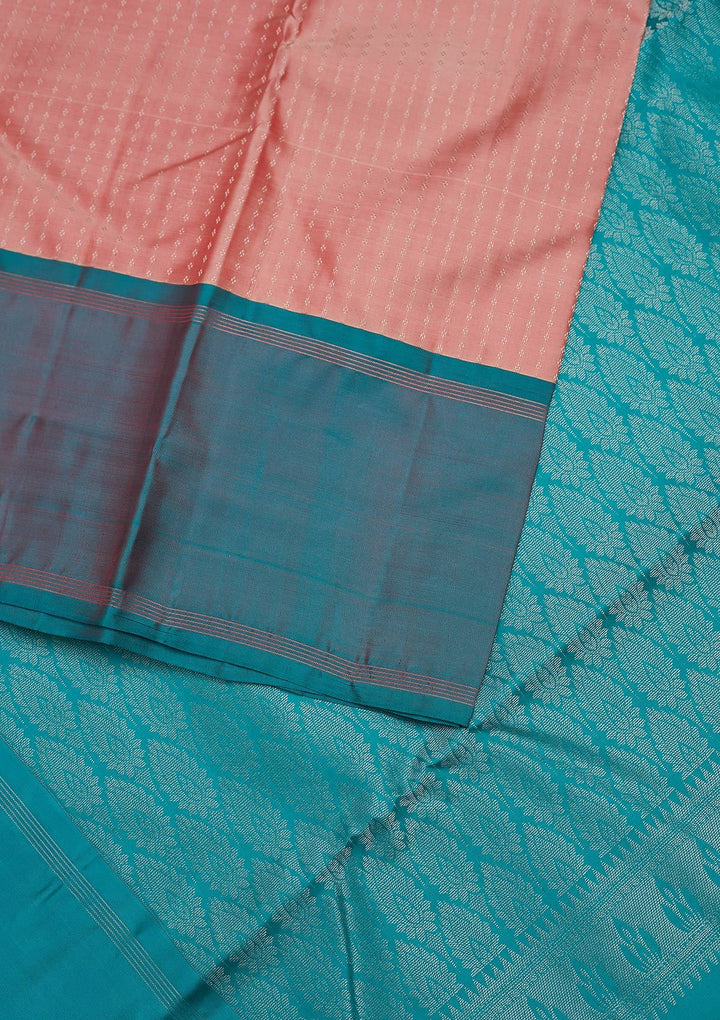 Onion Pink Zariwork Pure Silk Designer Unstitched Saree - Koskii