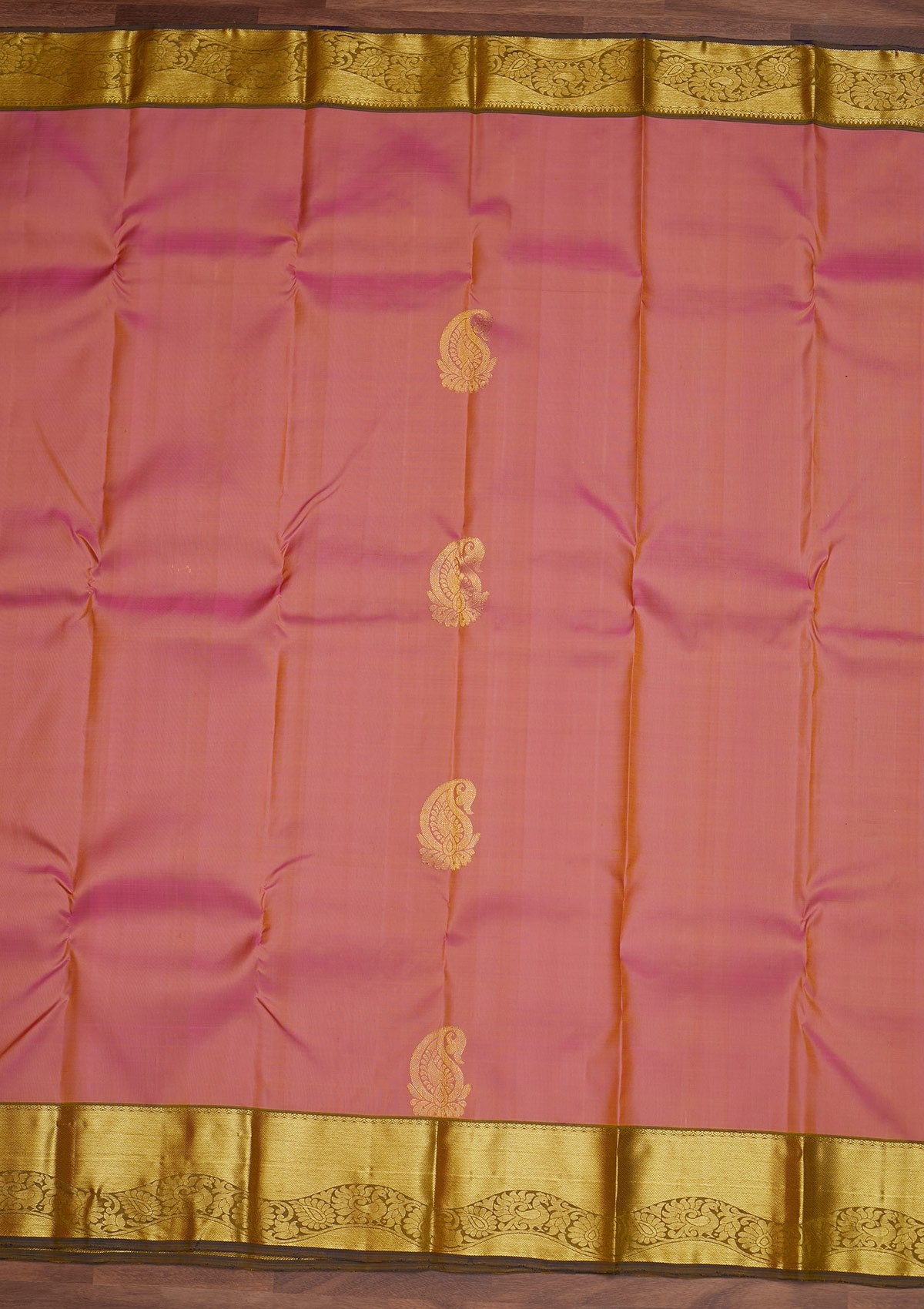 Onion Pink Zariwork Pure Silk Designer Saree - Koskii