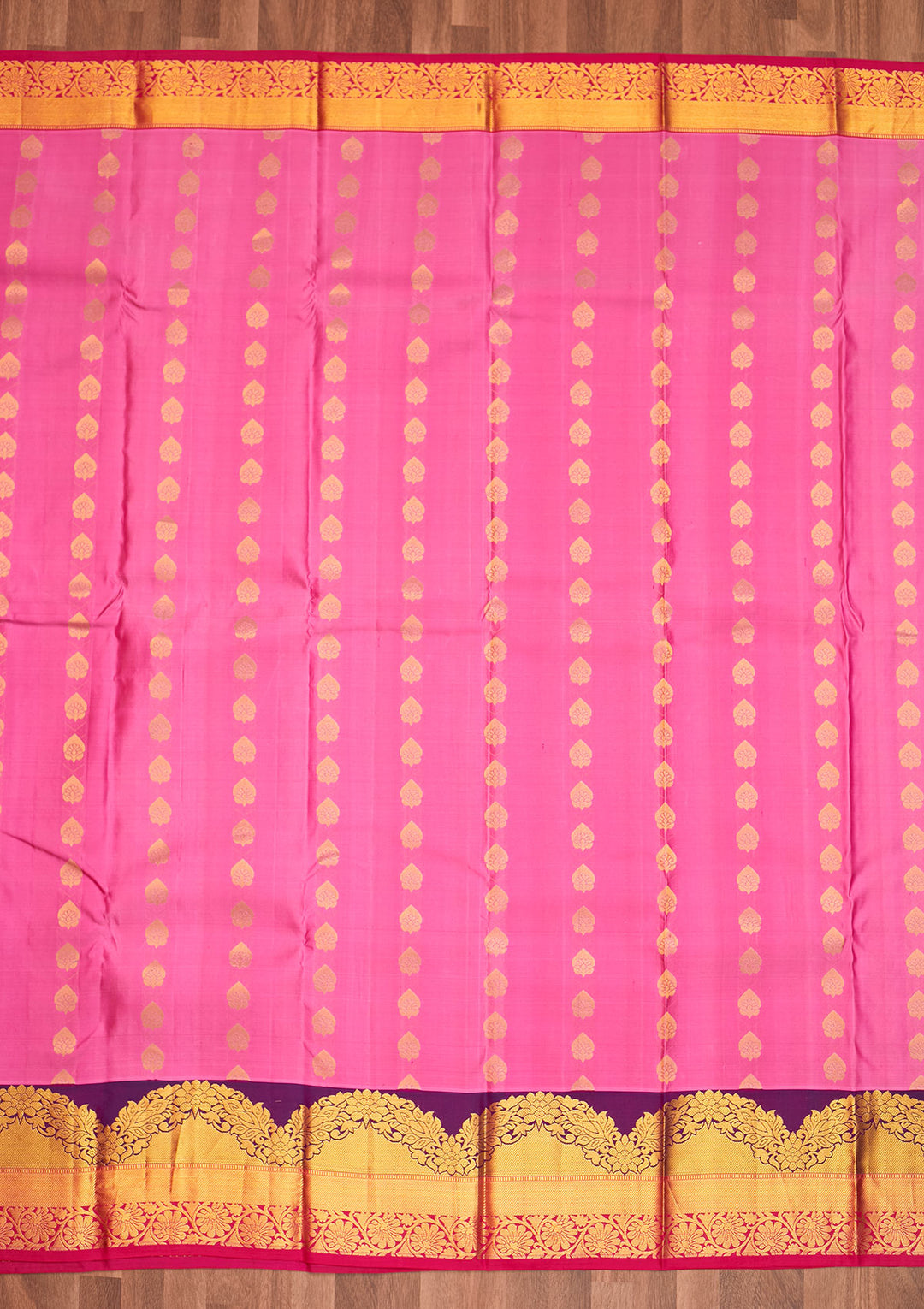 Onion Pink Zariwork Pure Silk Saree - Koskii