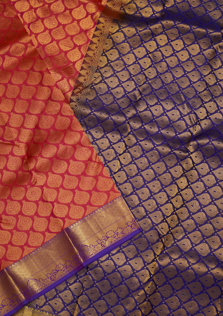 Onion Pink Zariwork Pure Silk Saree-Koskii