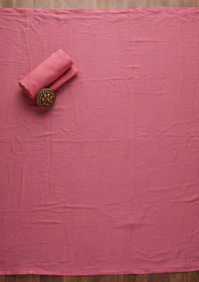 Onion Pink Zariwork Semi Crepe Designer Unstitched Salwar Suit - Koskii