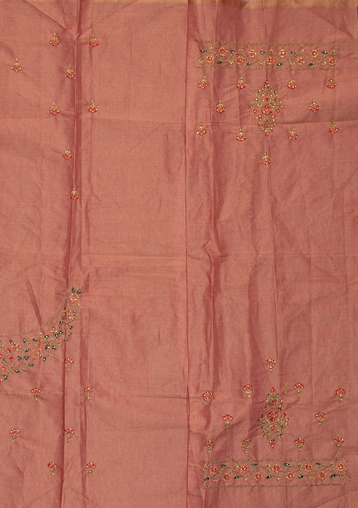 Onion Pink Zariwork Shimmer Designer Semi-Stitched Lehenga - koskii