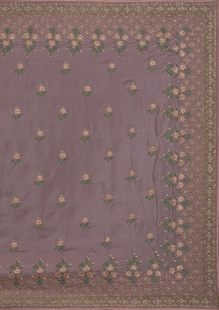 Onion Pink Zariwork Shimmer Designer Saree - koskii