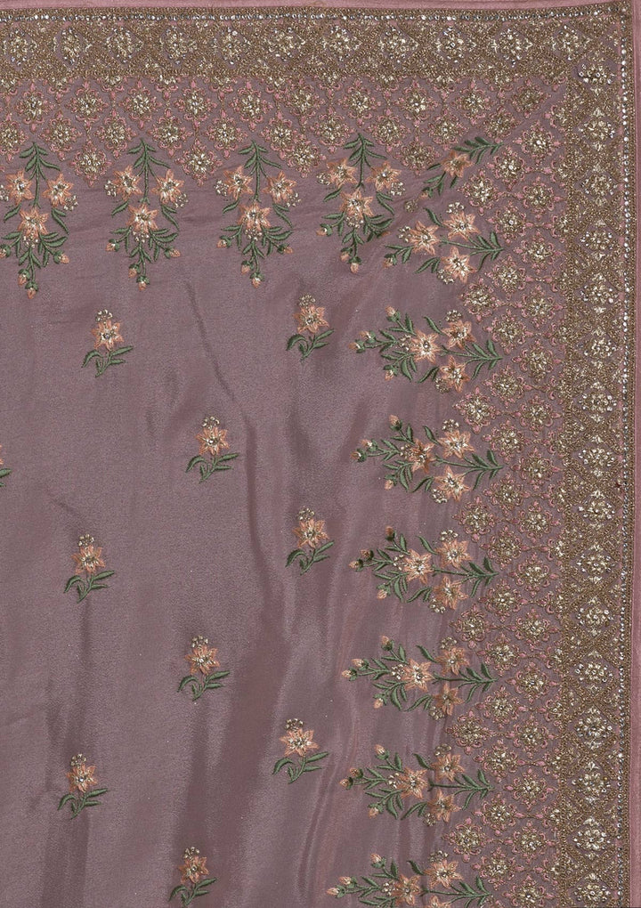 Onion Pink Zariwork Shimmer Designer Saree - koskii