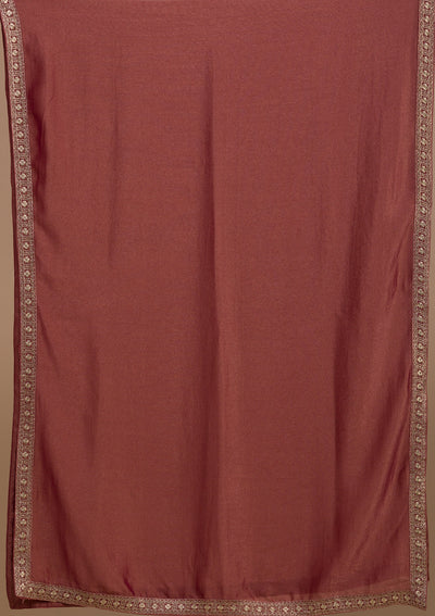 Onion Pink Zariwork Art Silk Readymade Salwar Suit-Koskii