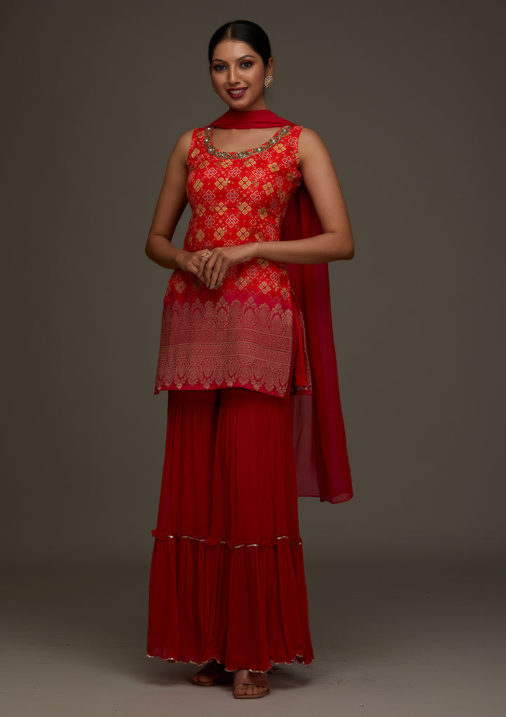 Orange Cutdana Georgette Designer Salwar Suit - Koskii