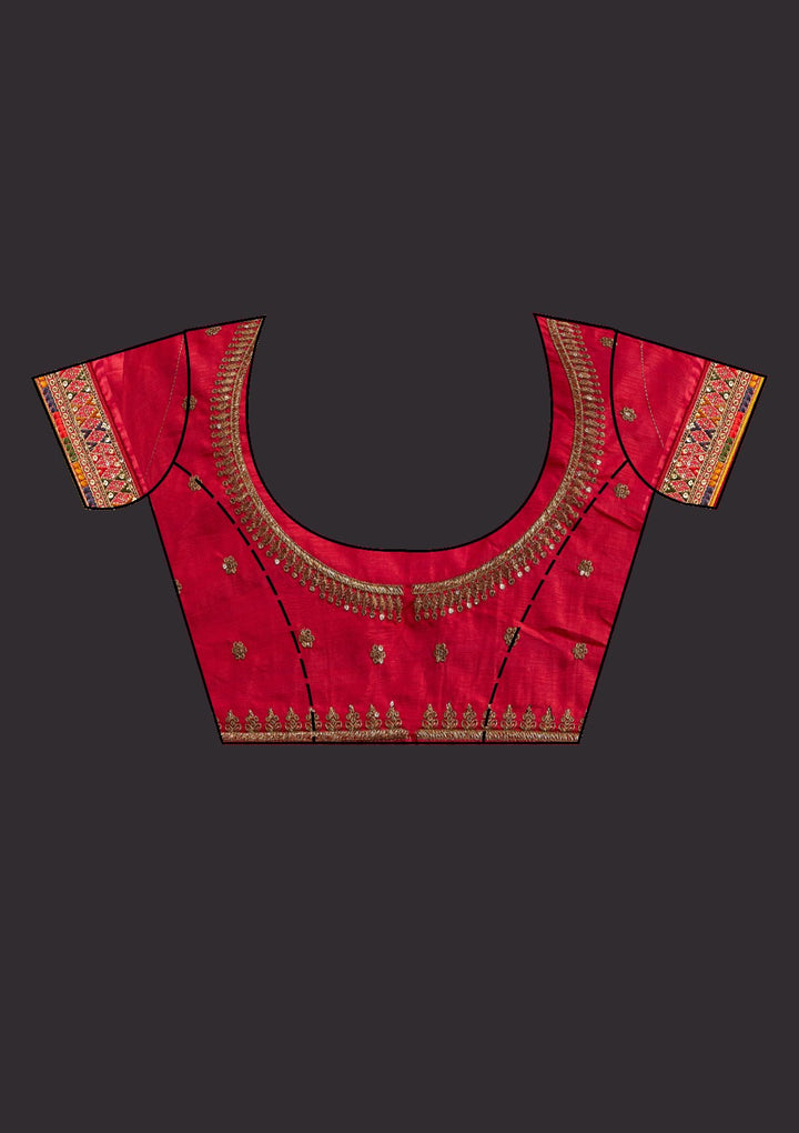 Orange Sequins Georgette Designer Saree - koskii