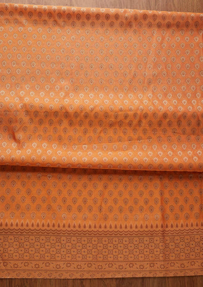 Orange Zariwork Banarasi Designer Unstitched Salwar Suit - koskii