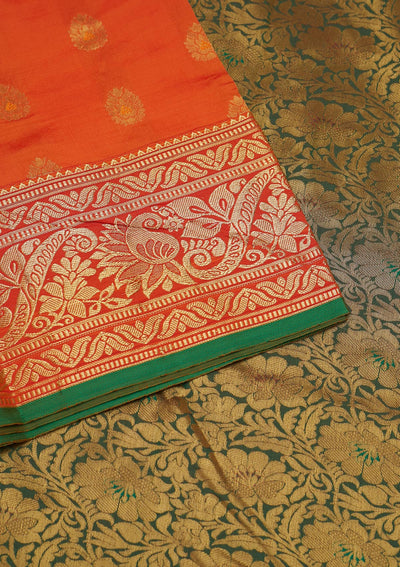 Orange Zariwork Banarasi Saree - Koskii