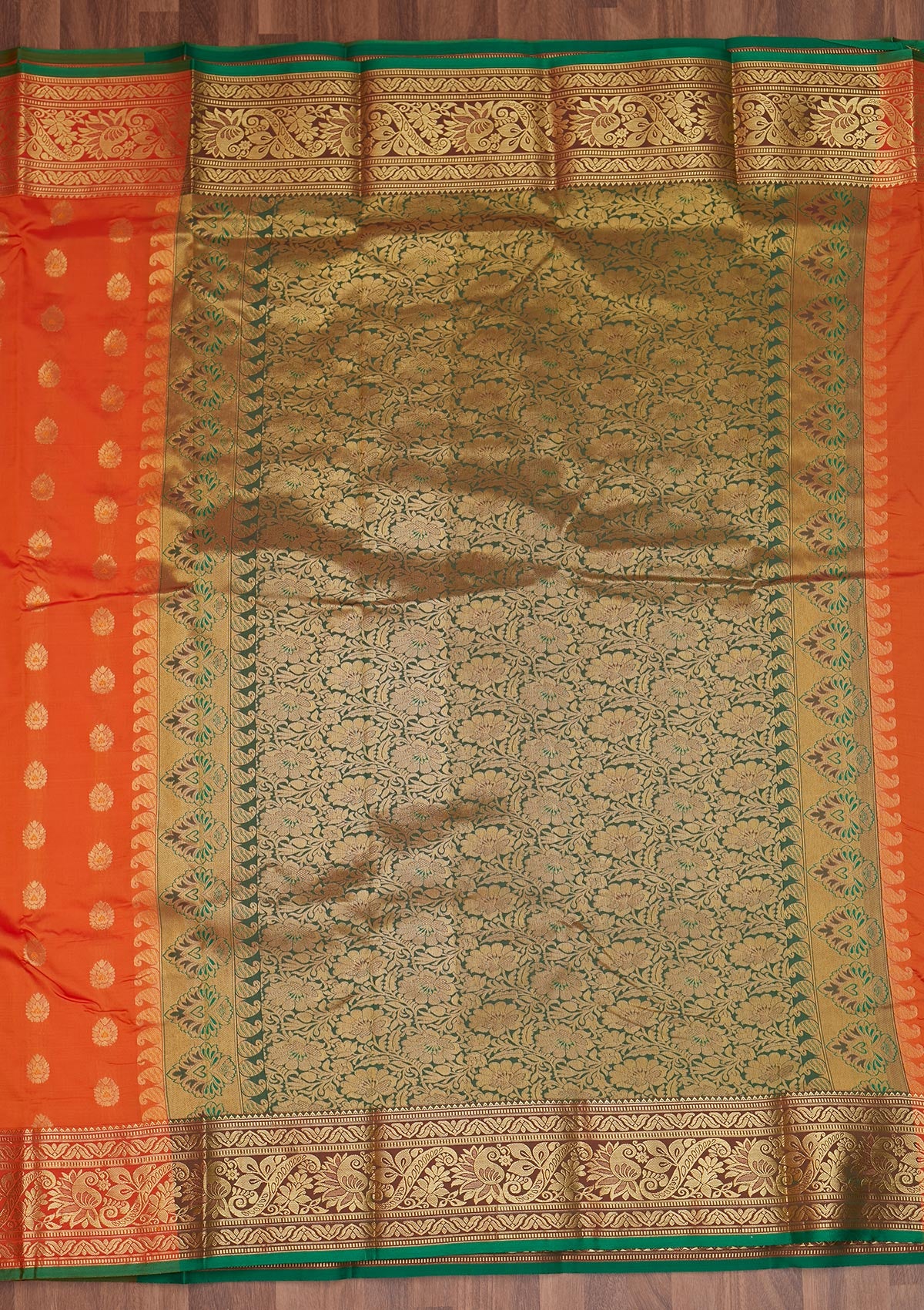 Orange Zariwork Banarasi Saree - Koskii