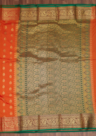 Orange Zariwork Banarasi Saree - Koskii
