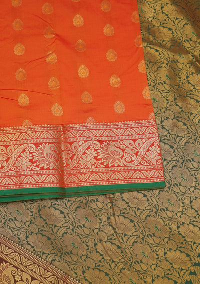 Orange Zariwork Banarasi Saree - Koskii