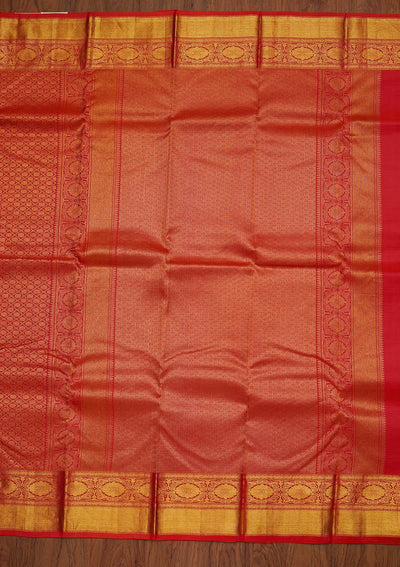 Orange Zariwork Pure Silk Designer Saree - koskii