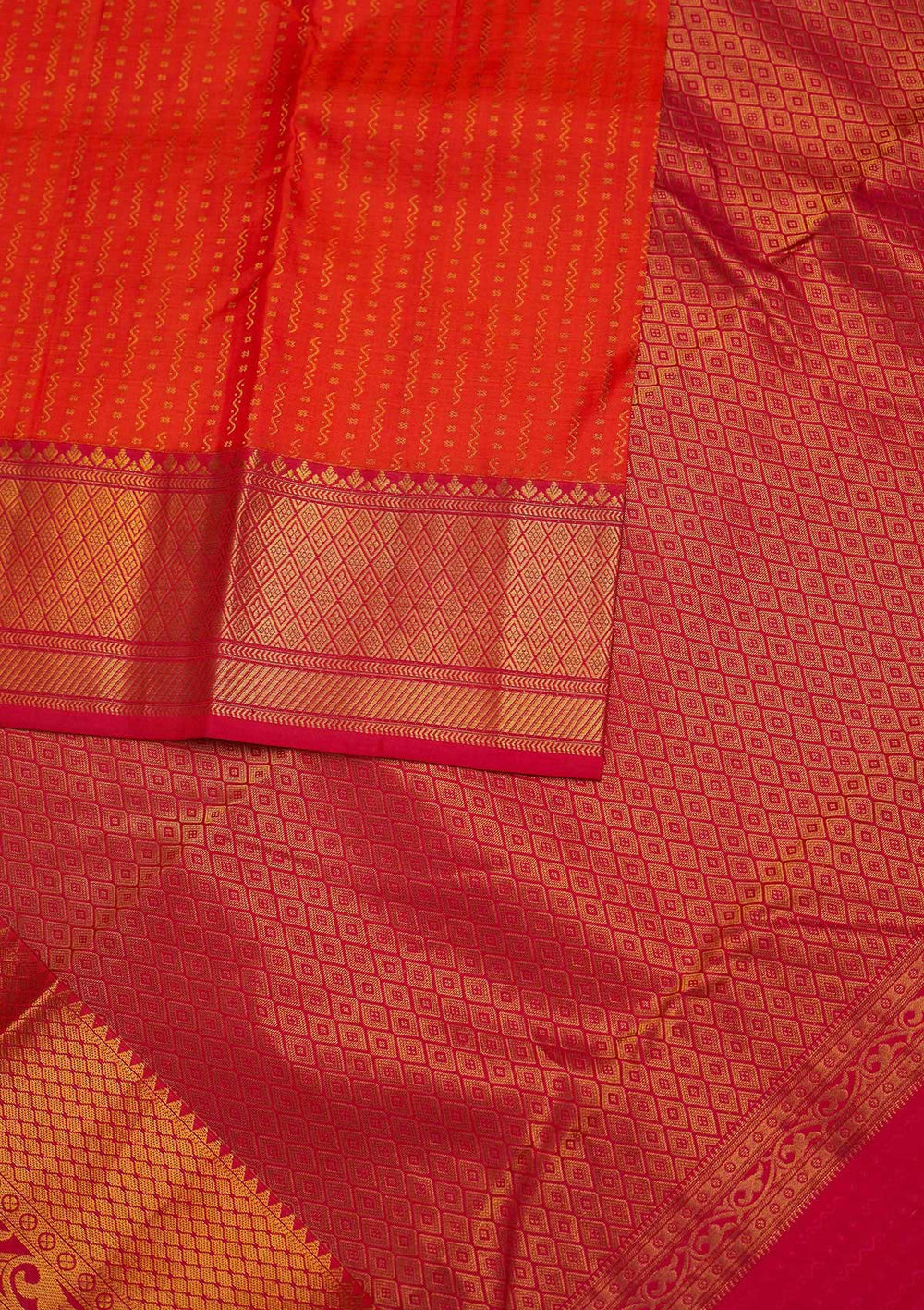 Orange Zariwork Pure Silk Designer Saree - Koskii