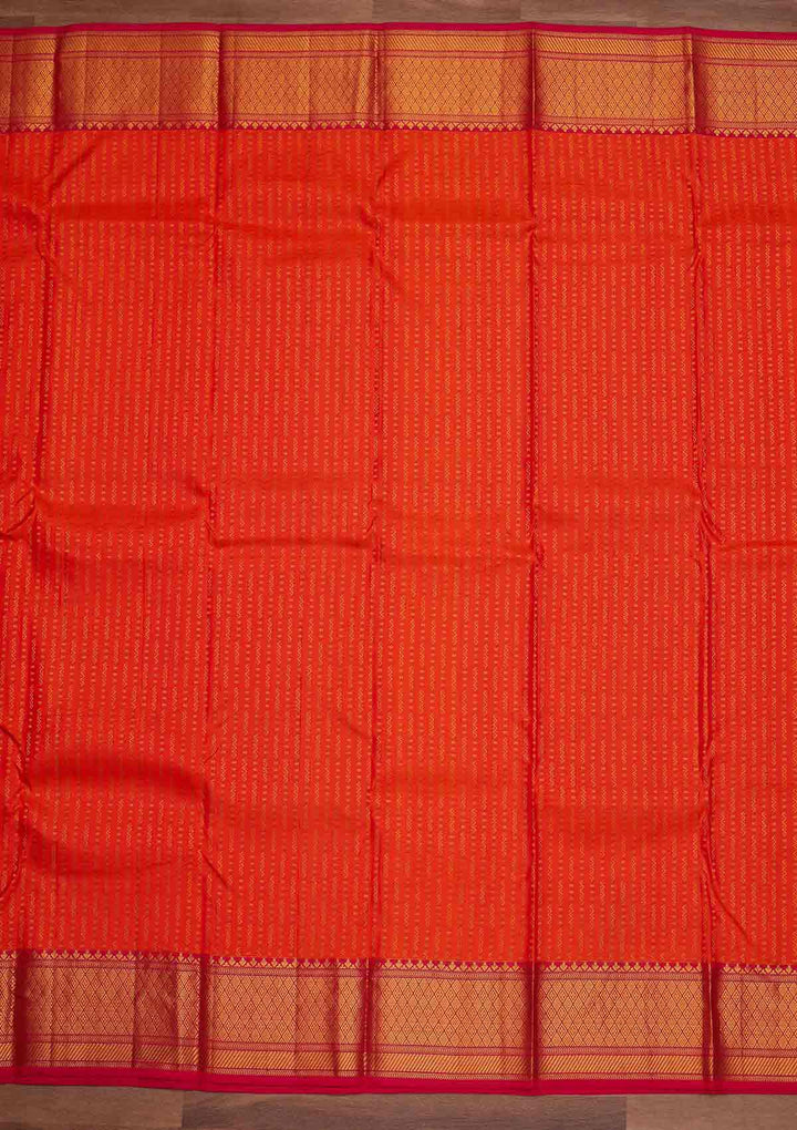 Orange Zariwork Pure Silk Designer Saree - Koskii