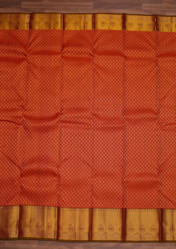 Orange Zariwork Pure Silk Designer Saree - Koskii