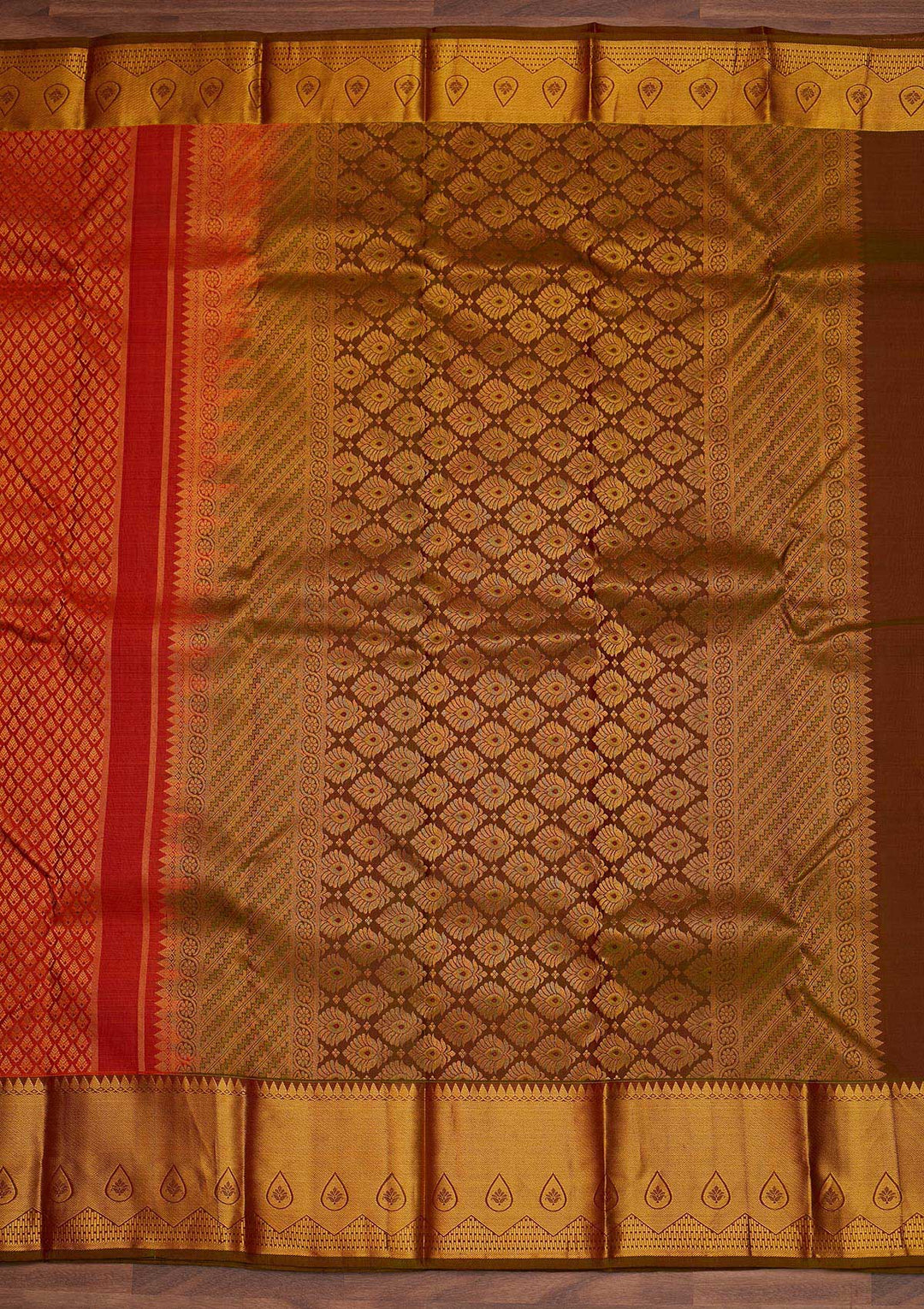 Orange Zariwork Pure Silk Designer Saree - Koskii