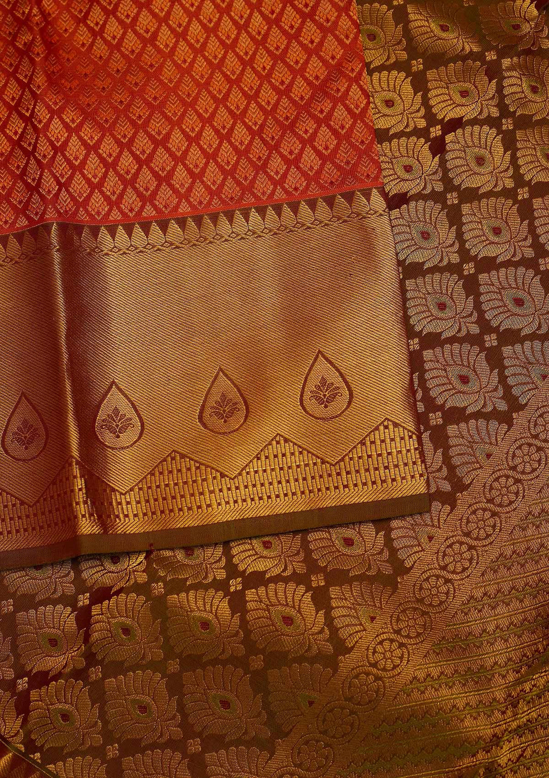 Orange Zariwork Pure Silk Designer Saree - Koskii