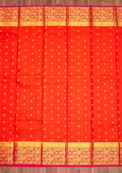 Orange Zariwork Pure Silk Saree - Koskii