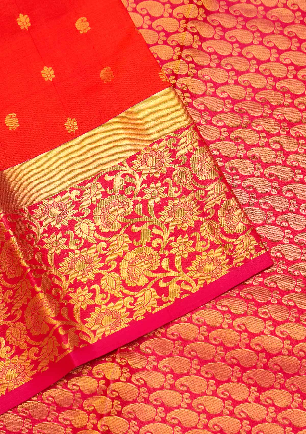 Orange Zariwork Pure Silk Saree - Koskii