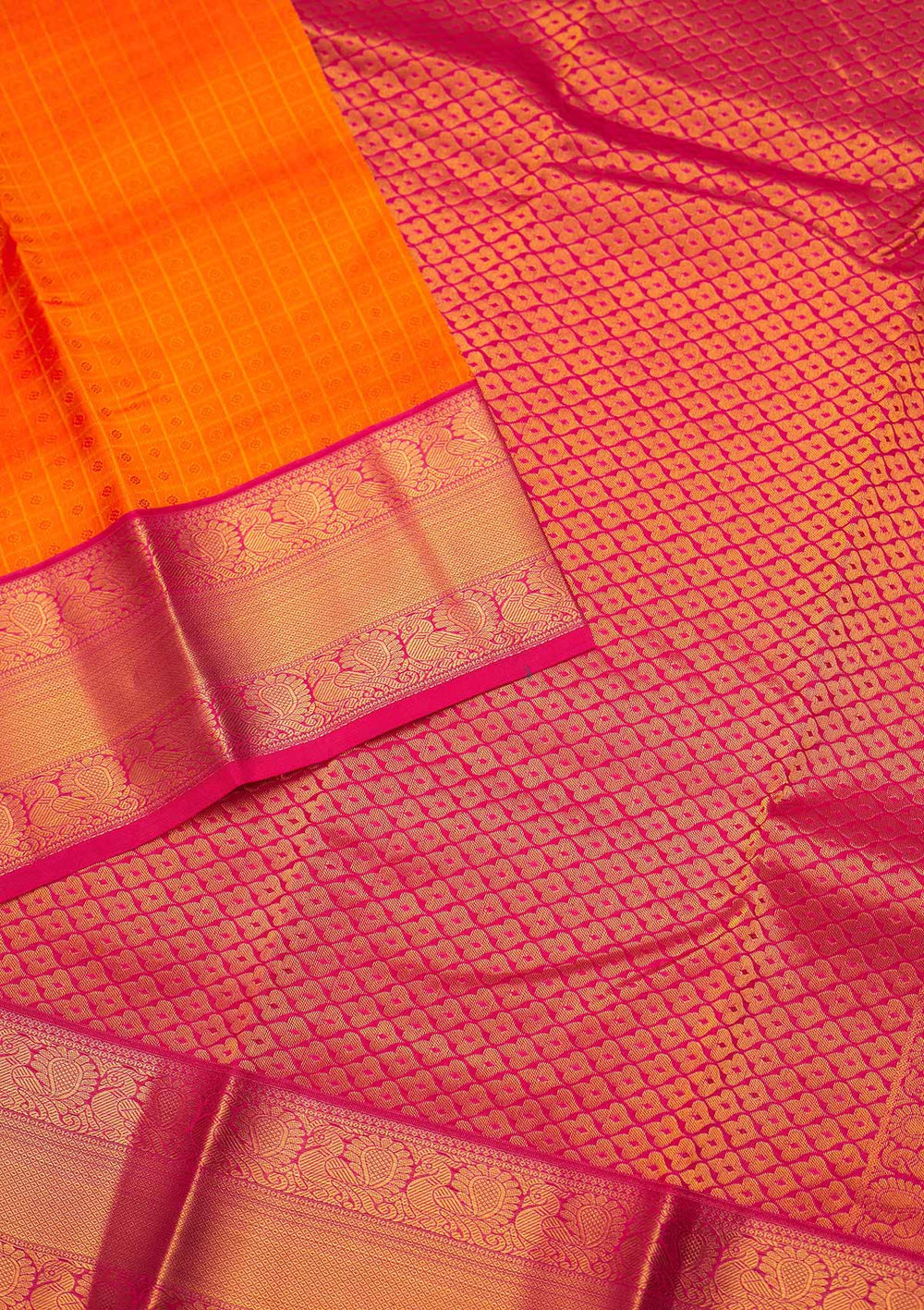Orange Zariwork Pure Silk Saree - Koskii