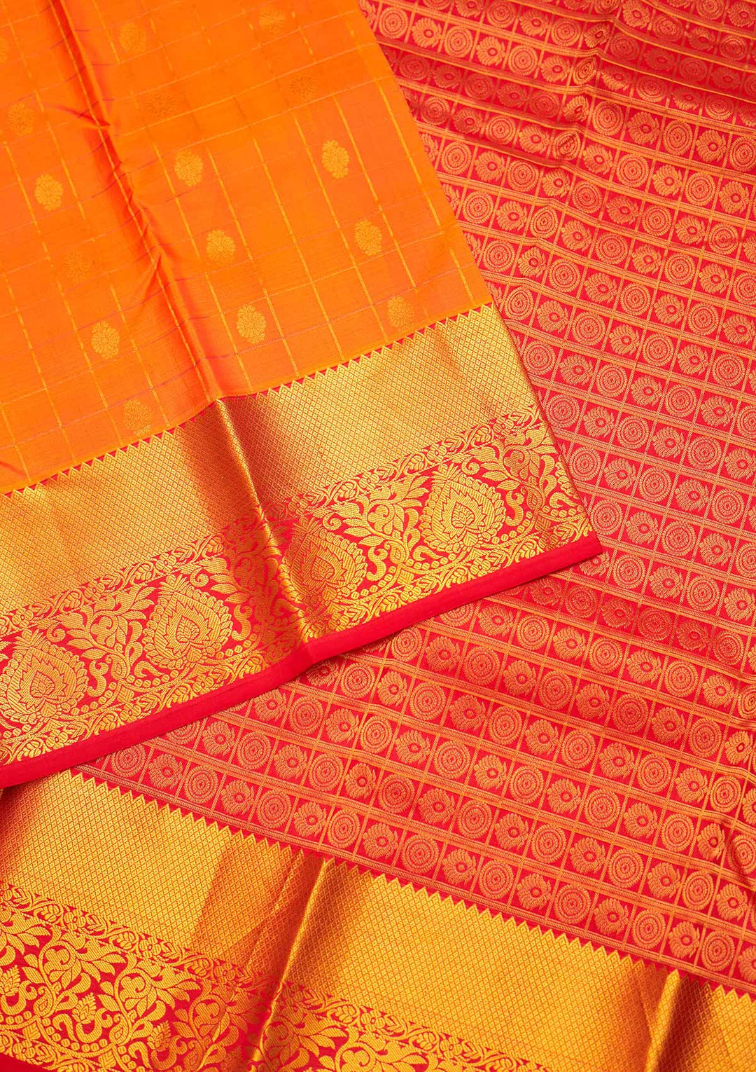 Orange Zariwork Pure Silk Saree - Koskii
