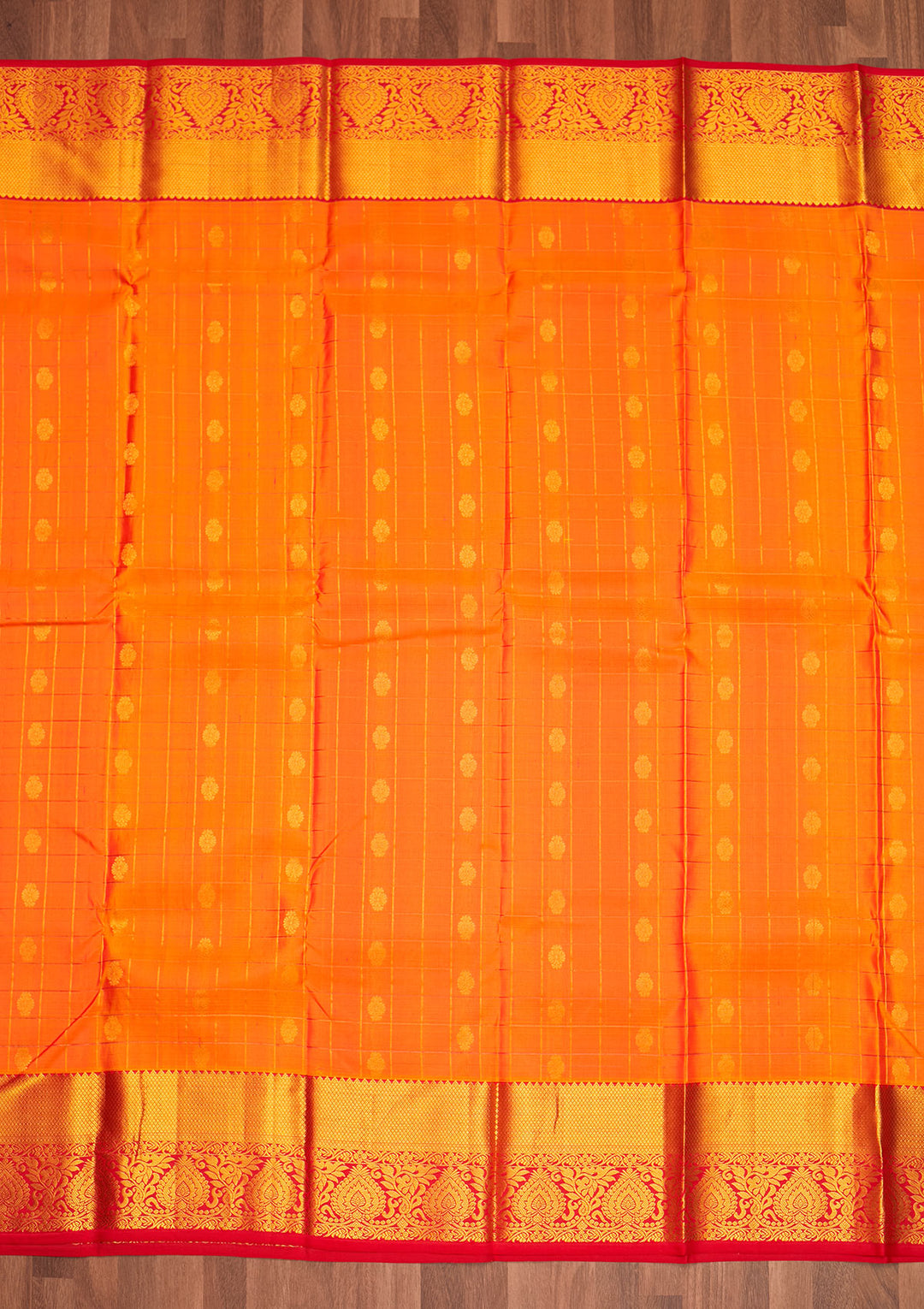 Orange Zariwork Pure Silk Saree - Koskii