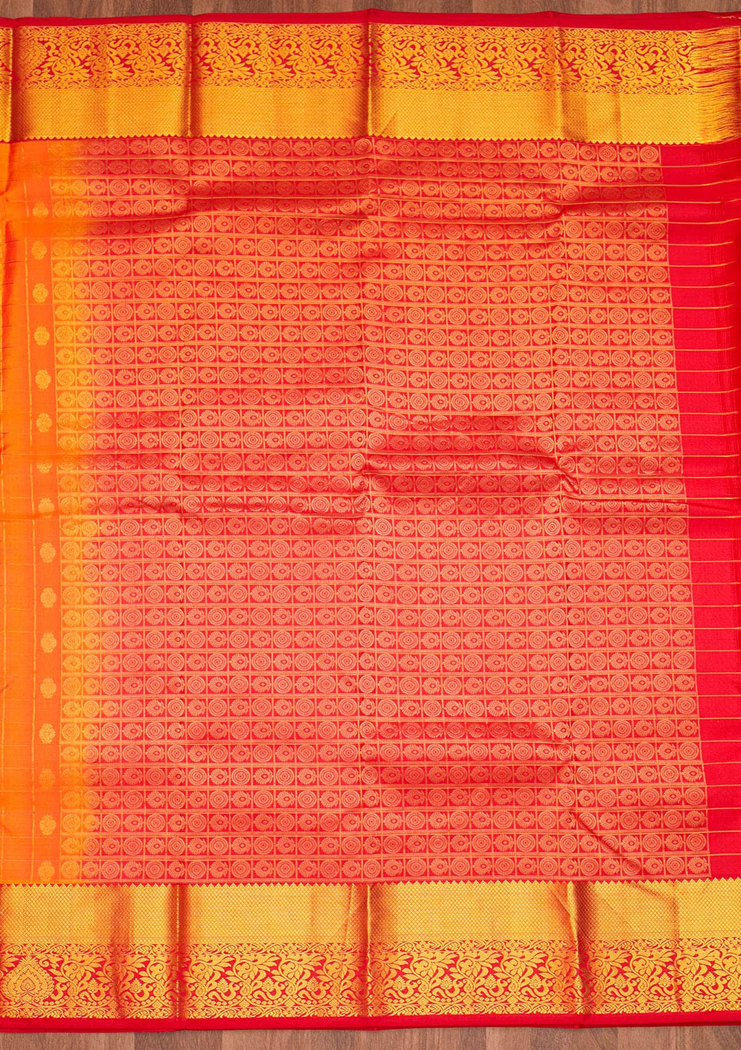 Orange Zariwork Pure Silk Saree - Koskii