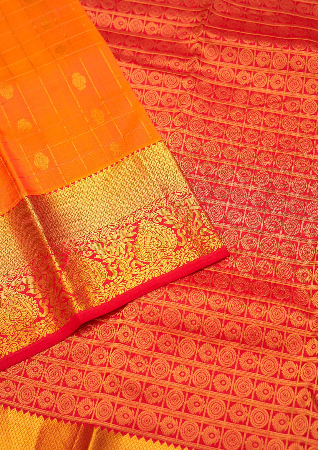 Orange Zariwork Pure Silk Saree - Koskii