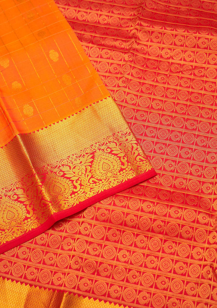 Orange Zariwork Pure Silk Saree - Koskii