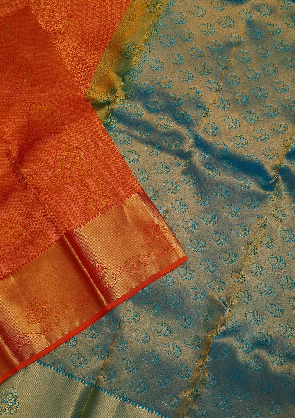 Orange Zariwork Pure Silk Saree-Koskii