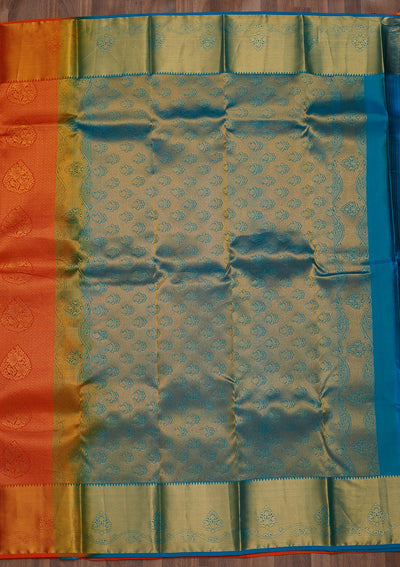 Orange Zariwork Pure Silk Saree-Koskii