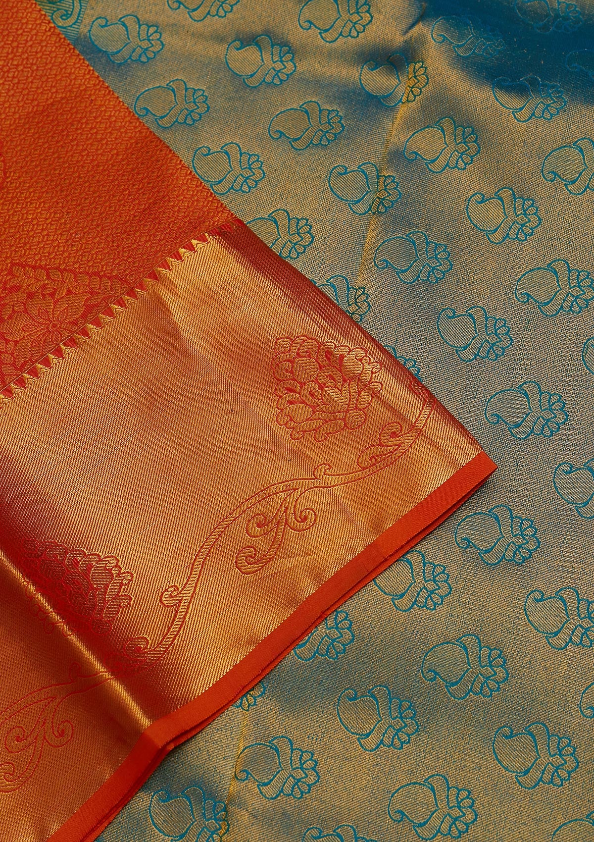 Orange Zariwork Pure Silk Saree-Koskii