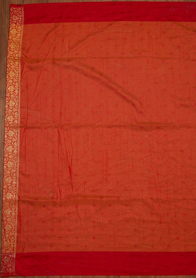 Orange Zariwork Raw Silk Designer Saree - koskii