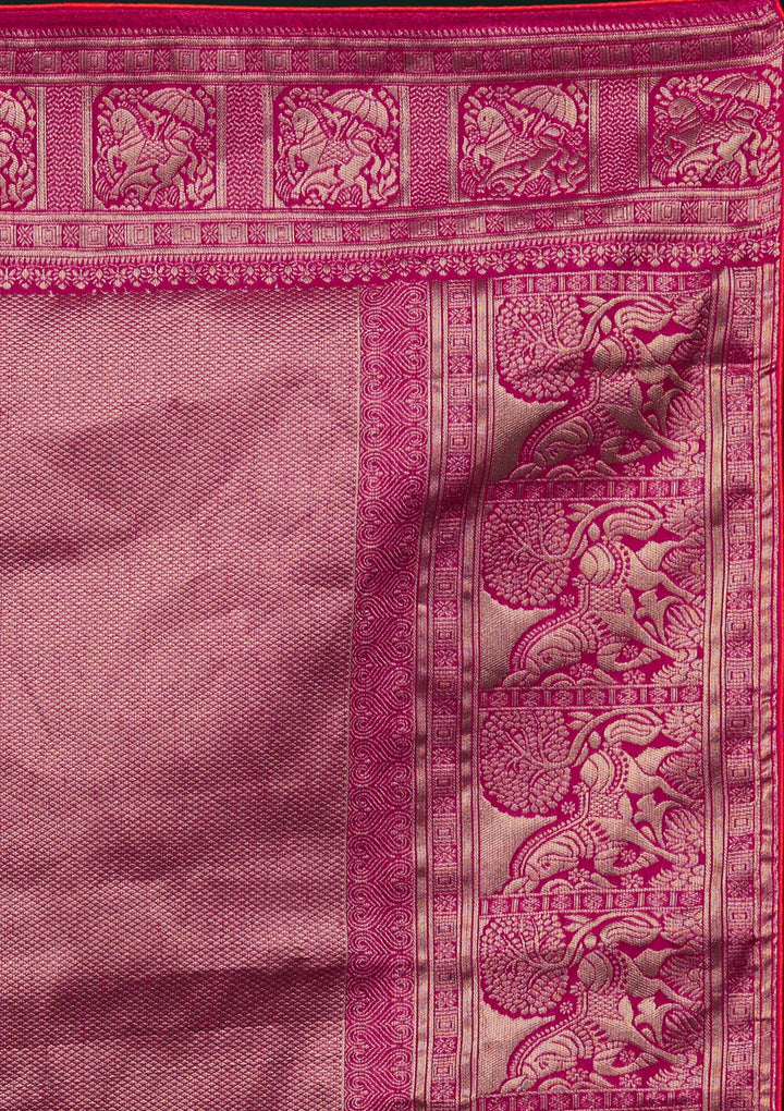 Orange Zariwork Raw Silk Designer Saree - Koskii