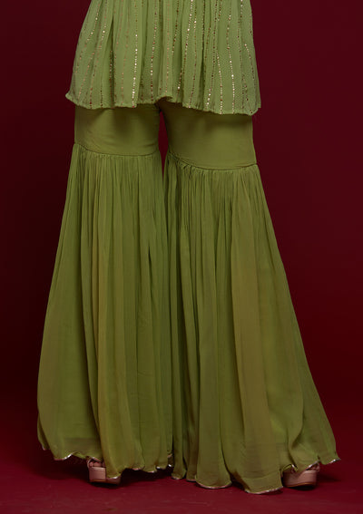 Parrot Green Badla Georgette Designer Salwar Suit - Koskii