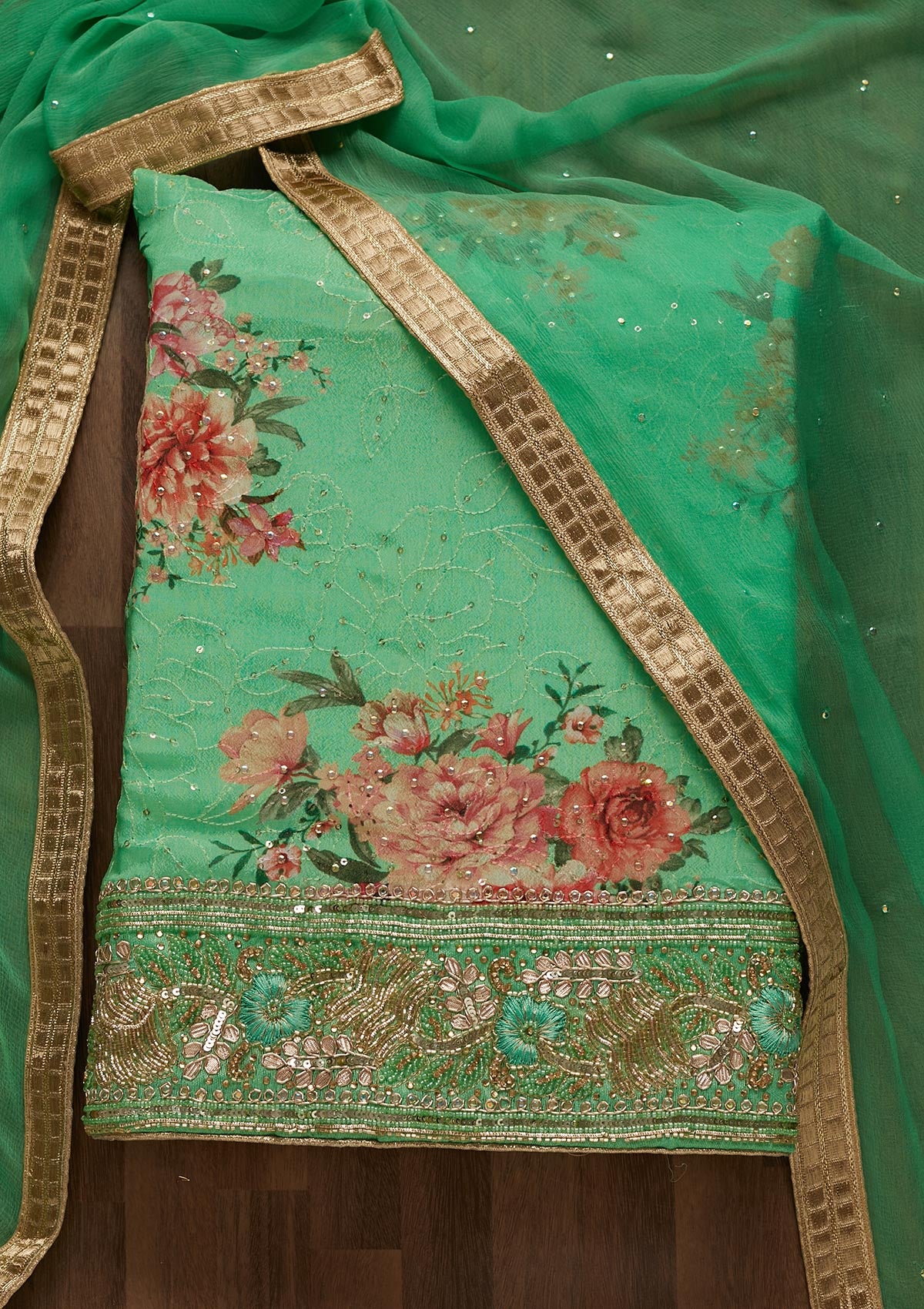 Beautiful Party Wear Suit in Parrot Green Chanderi Handloom Tissue Silk  Anarkali Suit Set With Churidar and Embroidered Organza Dupatta - Etsy