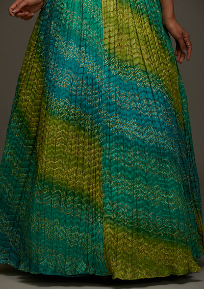Parrot Green Sequins Georgette Designer Lehenga - Koskii